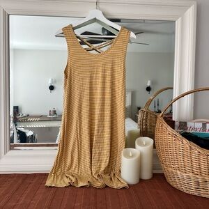 Olivia Rae Mustard & White Striped Crisscross Back Tank